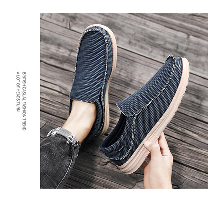 Men's Breathable Woven Canvas Slip On Causal Boat Loafers