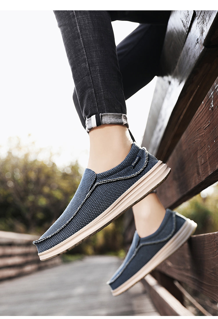Men's Slip-on Moc Toe Canvas Loafers – Lightweight Casual Boat Shoes For Travel & Activewear (Sizes 6.5-15)