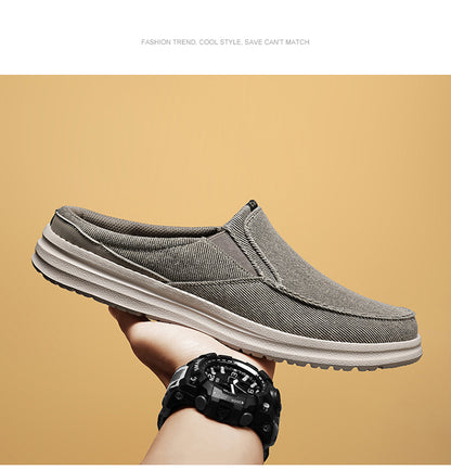Men's Denim Canvas Backless Slip On Mule Casual Loafers