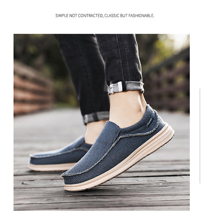 Men's Breathable Woven Canvas Slip On Causal Boat Loafers