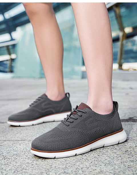 Men's Casual Dress Shoes Fashion Walking Shoes Flying Knit Mesh Businsee Oxfords Work Lightweight Sole Comfortable Breathable Sneakers