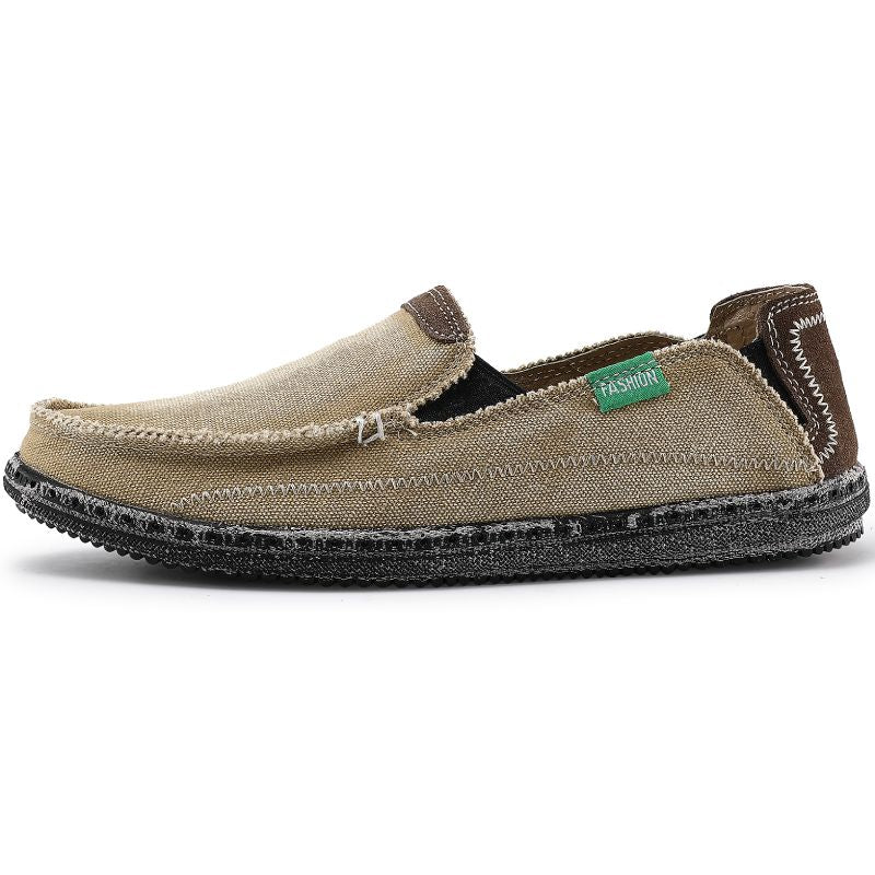 Men's Slip on Deck Shoes Canvas Loafer Vintage Flat Boat Shoes