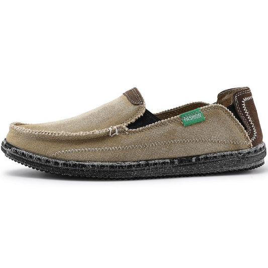 Men's Slip on Deck Shoes Canvas Loafer Vintage Flat Boat Shoes