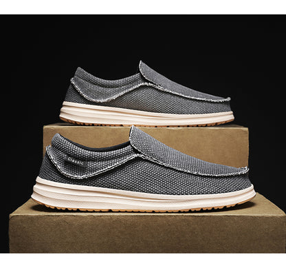 Men's Breathable Woven Canvas Slip On Causal Boat Loafers