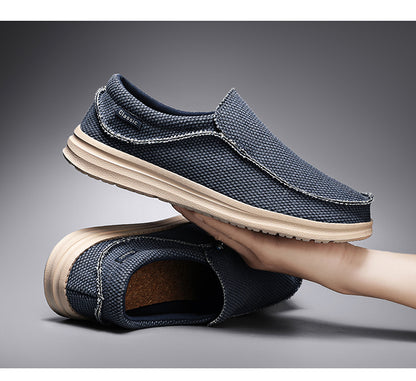 Men's Breathable Woven Canvas Slip On Causal Boat Loafers