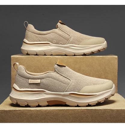 Men's Striped Canvas Slip On Platform Walking Sneakers