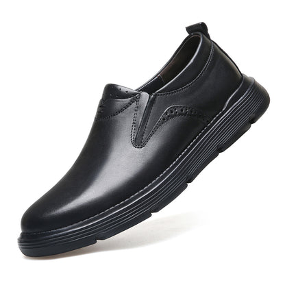 VILOCY Men's Business Casual Slip On Leather Shoes In Black