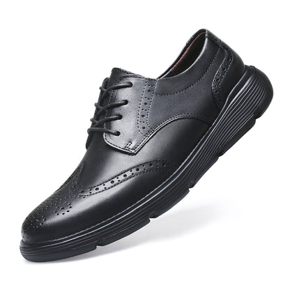 Vilocy Men's Platform Brogue Leather Oxford Shoes In Black