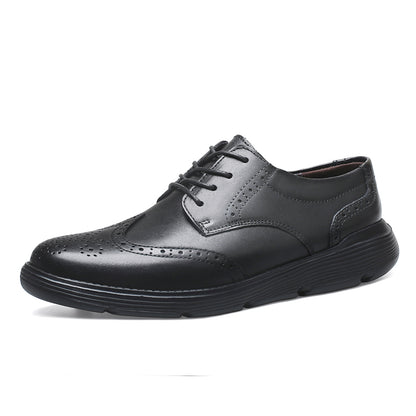 Vilocy Men's Platform Brogue Leather Oxford Shoes In Black