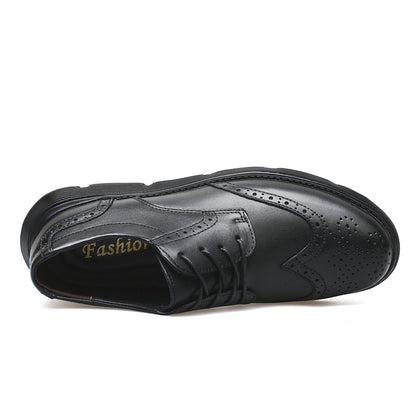 Vilocy Men's Platform Brogue Leather Oxford Shoes In Black