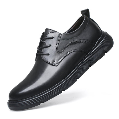 Vilocy Men's Platform Lace Up Leather Business Casual Shoes In Black