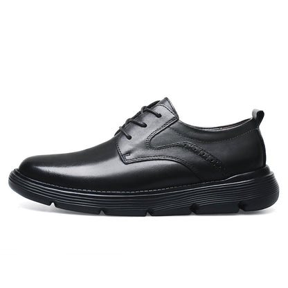 Vilocy Men's Platform Lace Up Leather Business Casual Shoes In Black