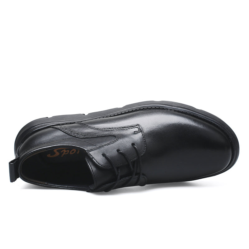 Men's Platform Lace Up Leather Business Casual Shoes