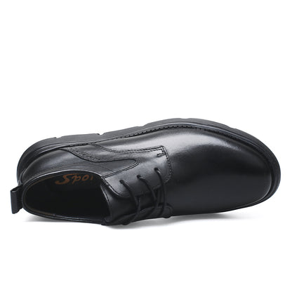 Vilocy Men's Platform Lace Up Leather Business Casual Shoes In Black