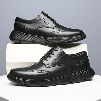 Vilocy Men's Platform Brogue Leather Oxford Shoes In Black