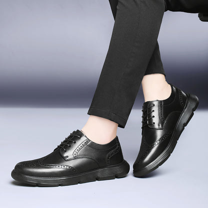 Vilocy Men's Platform Brogue Leather Oxford Shoes In Black