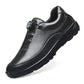 Men’s Rotary Buckle Black Leather Casual Sneakers