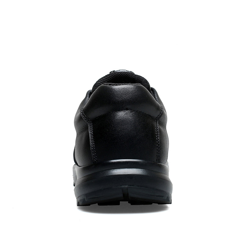 Men’s Rotary Buckle Black Leather Casual Sneakers