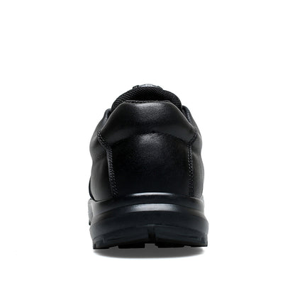 VILOCY Men’s Rotary Buckle Black Leather Casual Sneakers In Black