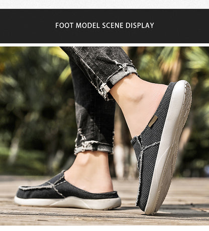 Men's Canvas Slip On Backless Mule Casual Loafers