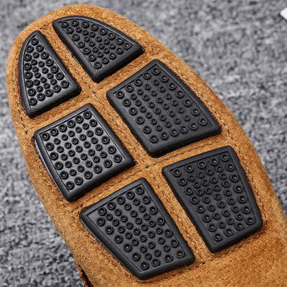 Men's Perforated Suede Backless Penny Casual Driving Mules
