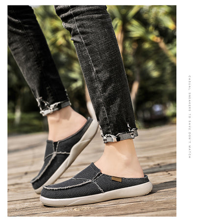 Men's Canvas Slip On Backless Mule Casual Loafers