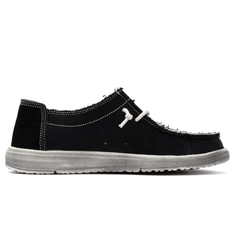 Men's Lace Up Vintage Canvas Slip On Casual Boat Loafers