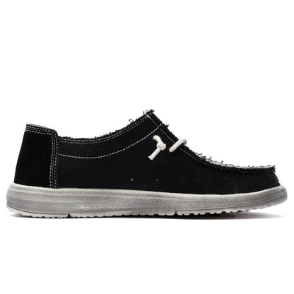 Men's Lace Up Vintage Canvas Slip On Casual Boat Loafers