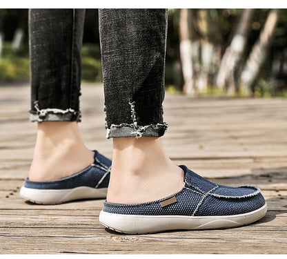 Men's Canvas Slip On Backless Mule Casual Loafers