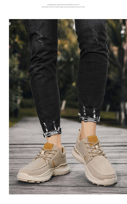 Men's Striped Canvas Lace Up Platform Casual Walking Sneakers