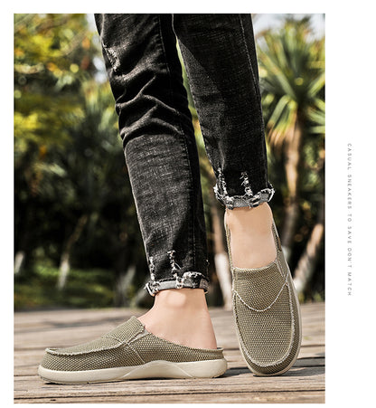 Men's Canvas Slip On Backless Mule Casual Loafers