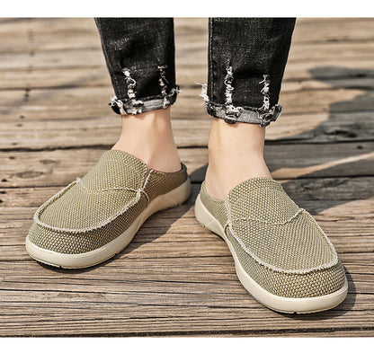 Men's Canvas Slip On Backless Mule Casual Loafers