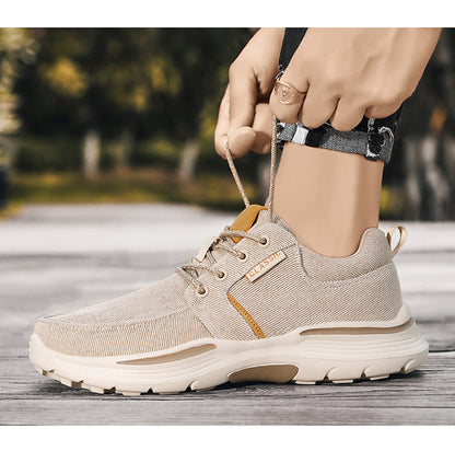 Men's Striped Canvas Lace Up Platform Casual Walking Sneakers