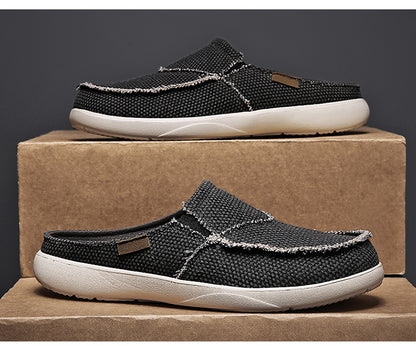 Men's Canvas Slip On Backless Mule Casual Loafers