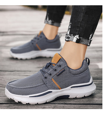 Men's Striped Canvas Lace Up Platform Casual Walking Sneakers