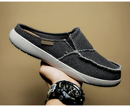 Men's Canvas Slip On Backless Mule Casual Loafers