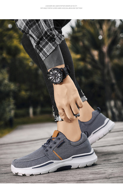 Men's Striped Canvas Lace Up Platform Casual Walking Sneakers