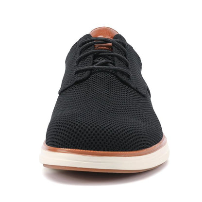 VILOCY Men's Wide Breathable Knit Lace Up Oxford Casual Shoes In Black