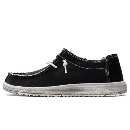 Men's Lace Up Vintage Canvas Slip On Casual Boat Loafers