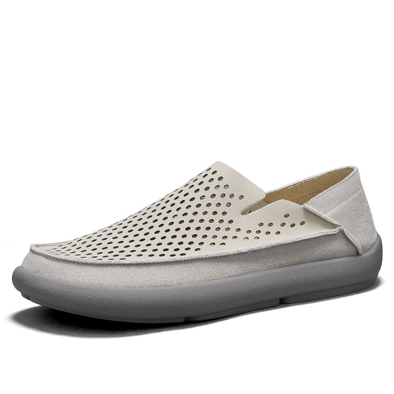 Men's Perforated Slip On Breathable Leather Loafers