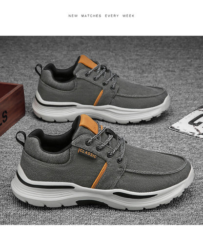 Men's Striped Canvas Lace Up Platform Casual Walking Sneakers