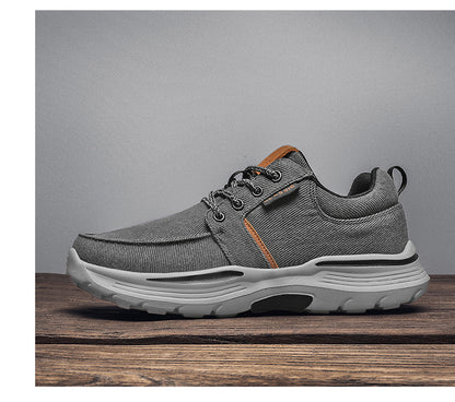 Men's Striped Canvas Lace Up Platform Casual Walking Sneakers