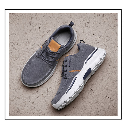 Men's Striped Canvas Lace Up Platform Casual Walking Sneakers