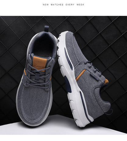 Men's Striped Canvas Lace Up Platform Casual Walking Sneakers