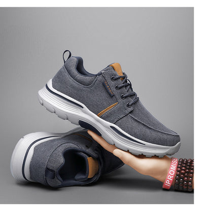 Men's Striped Canvas Lace Up Platform Casual Walking Sneakers