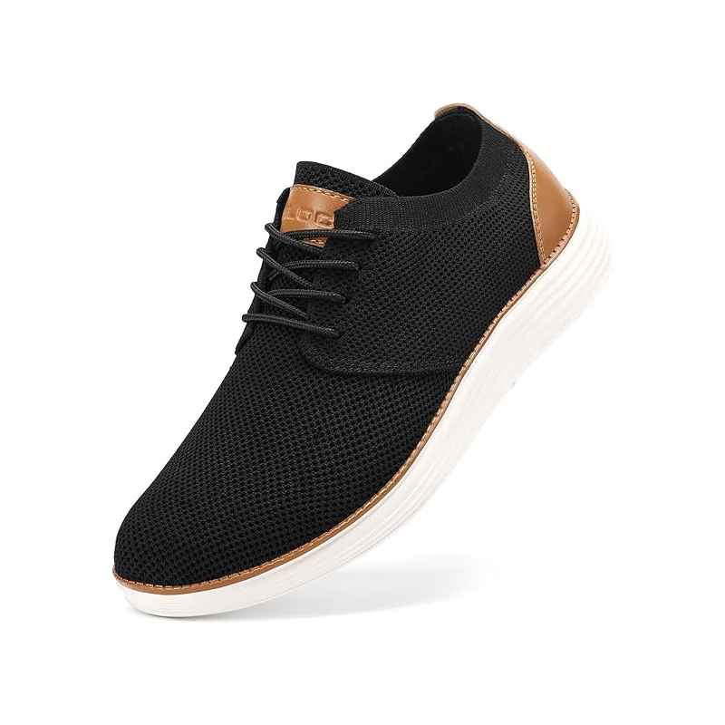 VILOCY Men's Lace Up elastic collar Fashion Dress Sneakers Business Oxfords Comfortable Breathable Lightweight Casual Walking Shoes