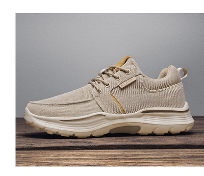 Men's Striped Canvas Lace Up Platform Casual Walking Sneakers