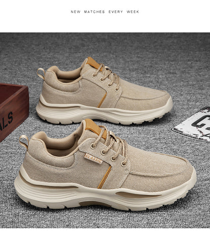 Men's Striped Canvas Lace Up Platform Casual Walking Sneakers