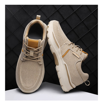 Men's Striped Canvas Lace Up Platform Casual Walking Sneakers