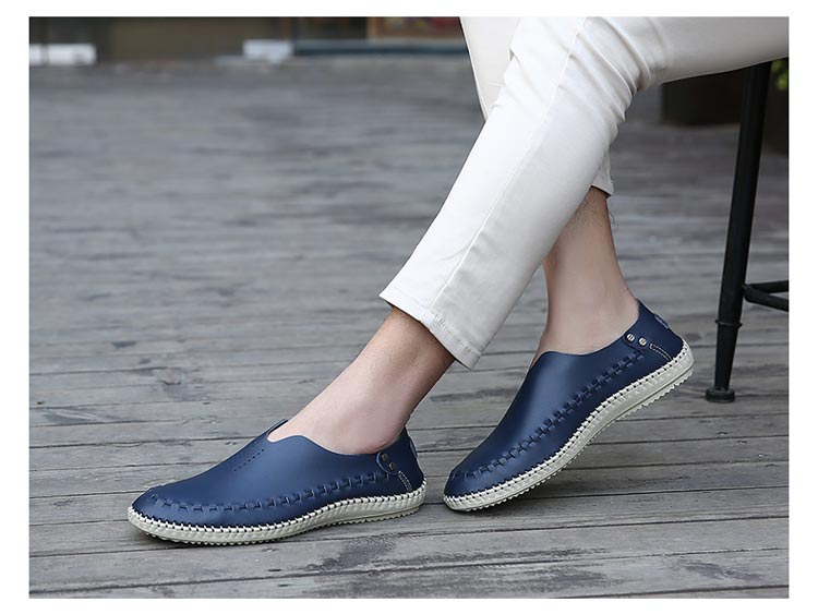 Men's casual shoes slip on hollow leather on sale loafers